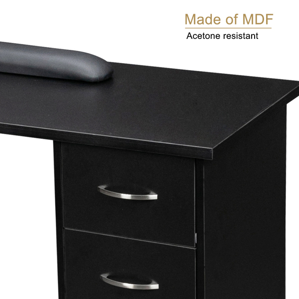 Double Edged Manicure Nail Table with Drawer Black