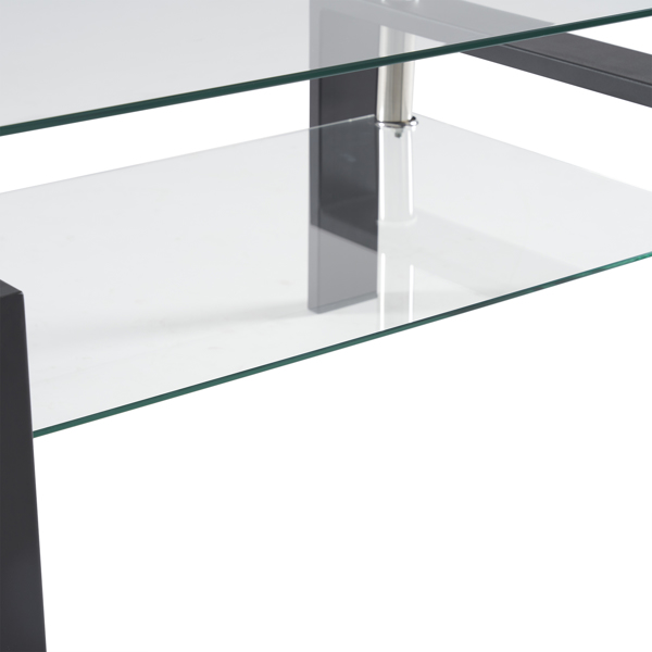 Arc Shaped Two Tiers Tempered Glass Coffee Table