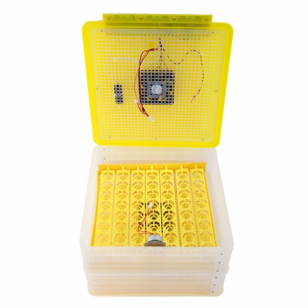 112-Egg Practical Fully Automatic Poultry Incubator Yellow & Transparent