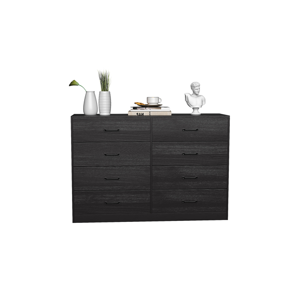 [] 4-Layer 8-Drawer Cabinet, Veneered Fabric Drawer Storage Cabinet, Black