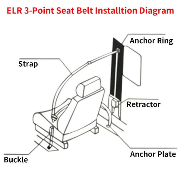Retractable Adjustable Shoulder Seat Belt Universal 3 Point Safety Belts 