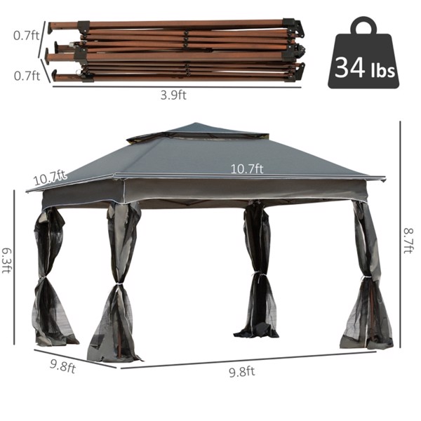 Tent Outdoor Patio Pop Up Canopy Gazebo (Swiship-Ship)（Prohibited by WalMart）