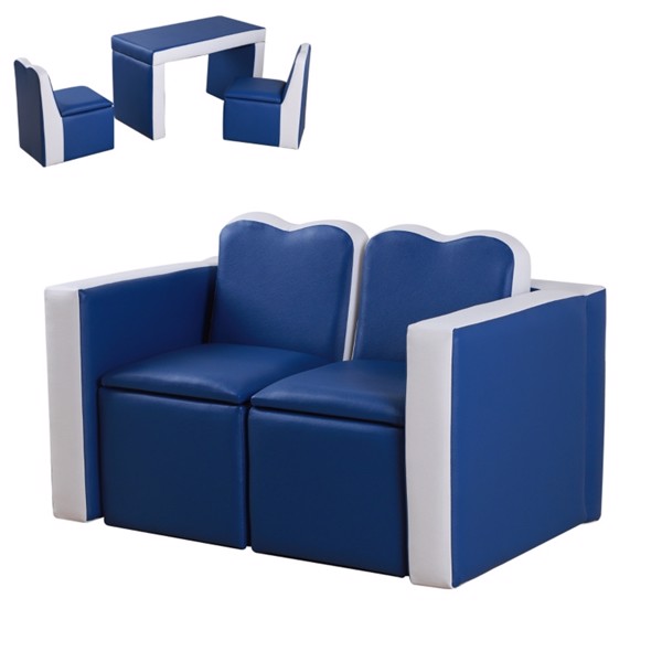 Kids 2-in-1  Sofa Sets-Blue (Swiship-Ship)（Prohibited by WalMart）