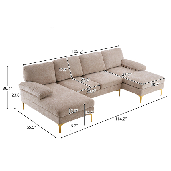 U-Shaped 4-Seat Indoor Modular Sofa Camel--Same type:57251652