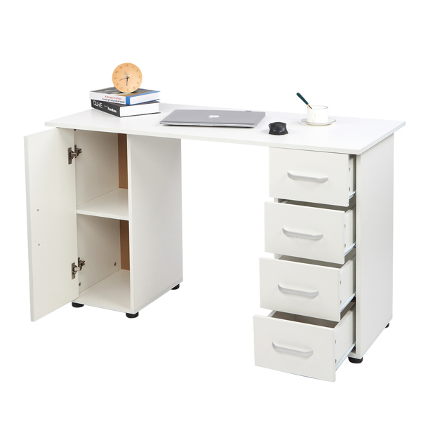 One Door Four Drawers Computer Desk White