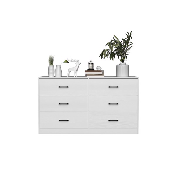 [] 3-Layer 6-Drawer Cabinet, Veneered Fabric Drawer Storage Cabinet, White