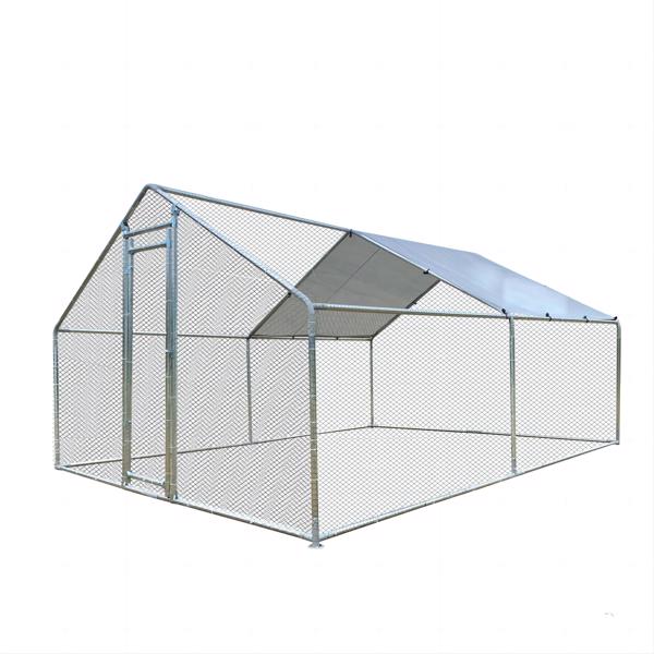 9.8'L x 13.1'W Large Chicken Coop Metal Chicken Run Walk-in Poultry Cage Spire-Shaped with Waterproof and Anti-Ultraviolet Cover and Lockable Door [Sale to Temu is Banned.Weekend can not be shipped, o