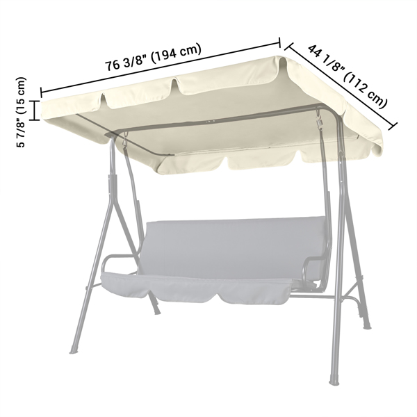 77'' x 43'' UV Protection & Water Resistance Swing Canopy Replacement Waterproof Top Cover for Outdoor Garden Patio Porch Yard, Top Cover Only（No shipping on weekends.）