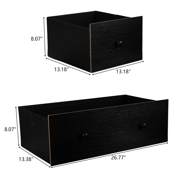 [FCH] 3-Layer 8-Drawer Cabinet, Veneered Fabric Drawer Storage Cabinet, Black