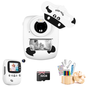 Kids Camera, 30MP Instant Camera WiFi 1080P Selfie Digital Camera 2.4 Inch with 32GB TF Card, Gift for Boys Girls, white