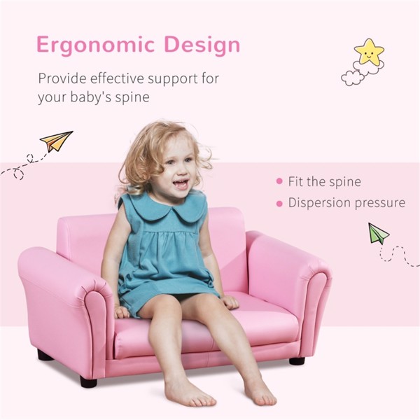 Kids Sofa Set with Footstool-Pink (Swiship-Ship)（Prohibited by WalMart）