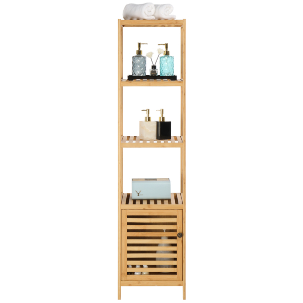 100% Bamboo Bathroom Rack 5-Layer Multifunctional Adjustable Shelf Natural