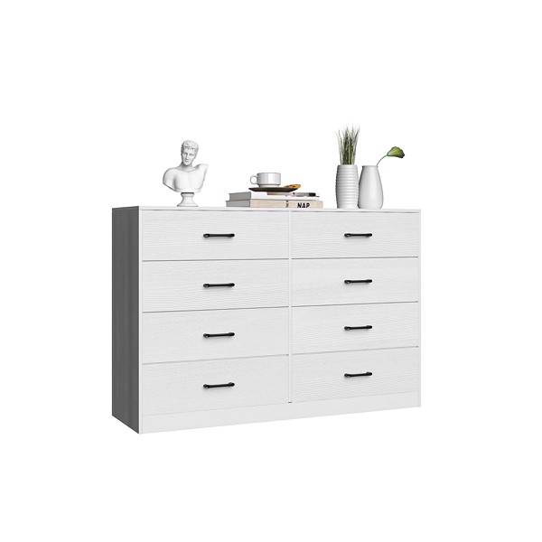 [] 34-Layer 8-Drawer Cabinet, Veneered Fabric Drawer Storage Cabinet, White