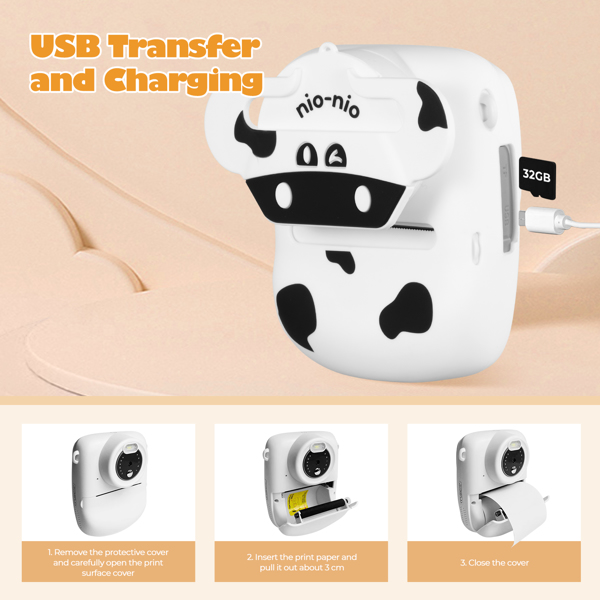 Kids Camera, 30MP Instant Camera WiFi 1080P Selfie Digital Camera 2.4 Inch with 32GB TF Card, Gift for Boys Girls, white