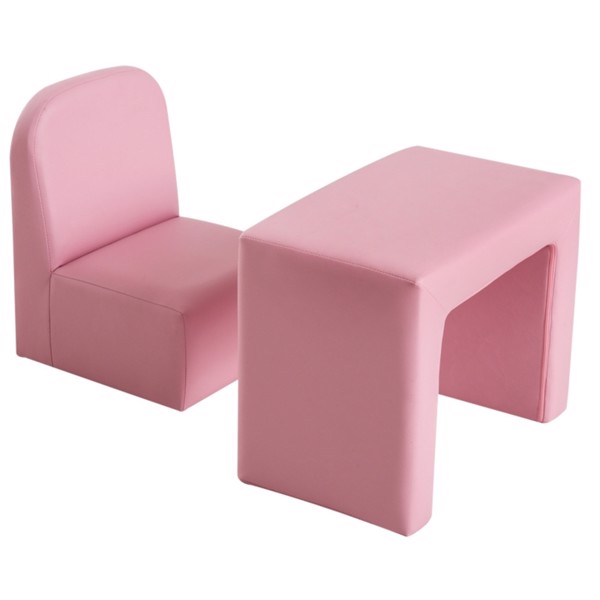 2-in-1 Multifunctional Kids Sofa-Pink (Swiship-Ship)（Prohibited by WalMart）