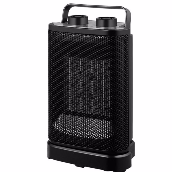 风扇加热器节能 1500W，PTC 陶瓷加热器电动，3 功率级别可调节电加热器，带提手，适用于客厅、卧室（周末不发货，周五14点截单）-1