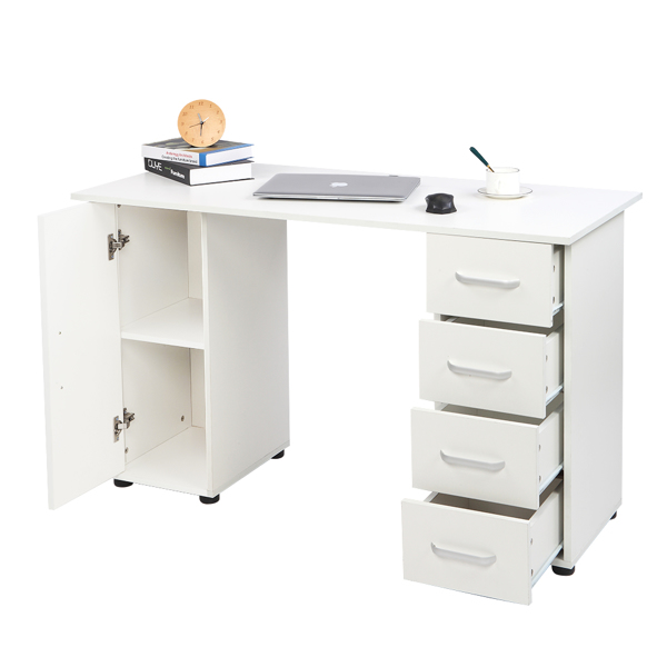 One Door Four Drawers Computer Desk White