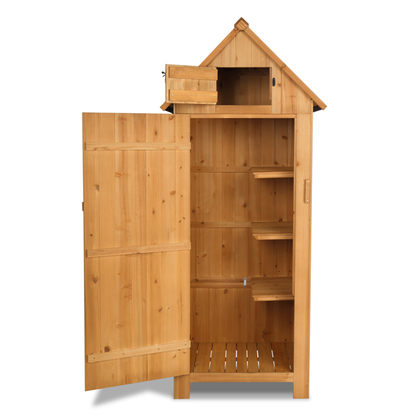 Fir wood Arrow Shed with Single Door Wooden Garden Shed Wooden Lockers Wood Color