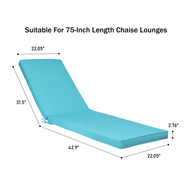 Outdoor Lounge Chair Cushion Replacement Patio Funiture Seat Cushion Chaise Lounge Cushion（SKY BLUE Color） [Sale to Temu is Banned.Weekend can not be shipped, order with caution]