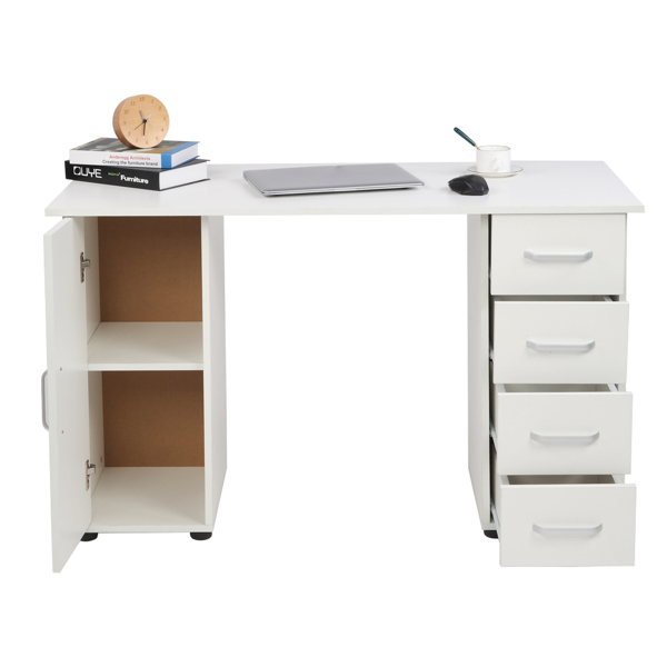 One Door Four Drawers Computer Desk White