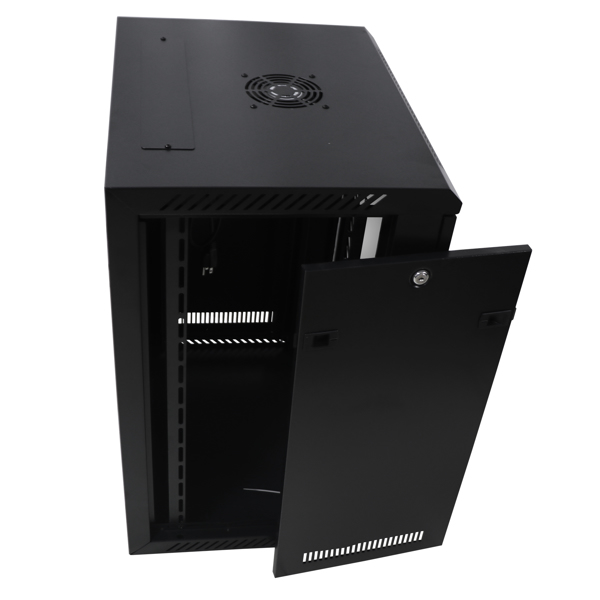 Steel network cabinet 15U with fan, self-contained