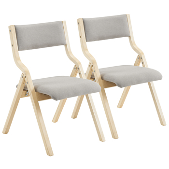 2 Pack Modern Folding Chairs with Padded Seat and Back, Wooden Dining Chairs Extra Chair for Guests Living Room Office Wedding Party