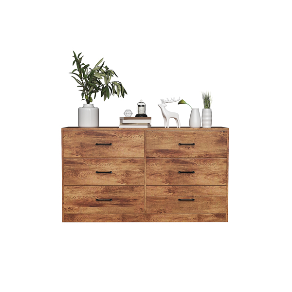[FCH] 3-Layer 6-Drawer Cabinet, Veneered Fabric Drawer Storage Cabinet, Wood