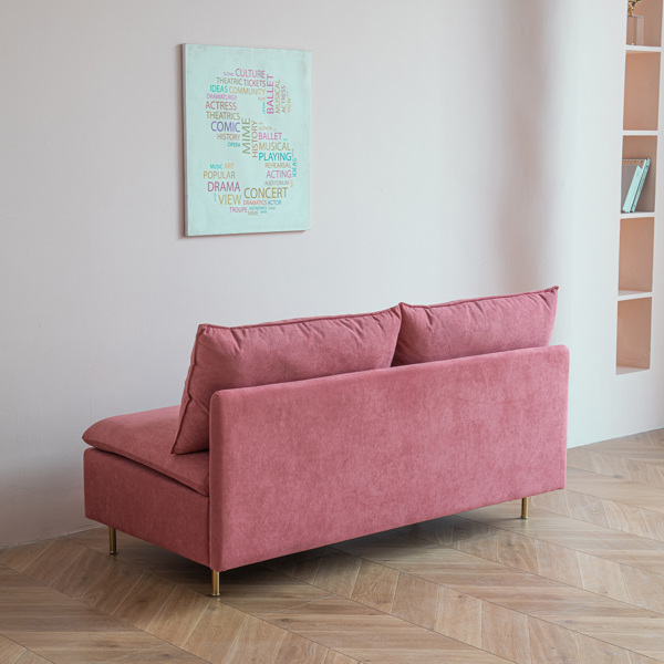 Modern Armless Loveseat Couch,Armless Settee Bench,Pink Cotton Linen-59.8'' 