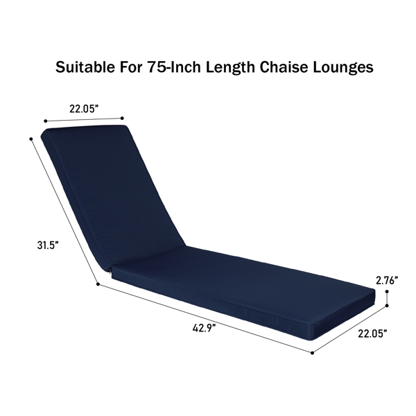 Outdoor Lounge Chair Cushion Replacement Patio Funiture Seat Cushion Chaise Lounge Cushion（NAVY BLUE Color） [Sale to Temu is Banned.Weekend can not be shipped, order with caution]