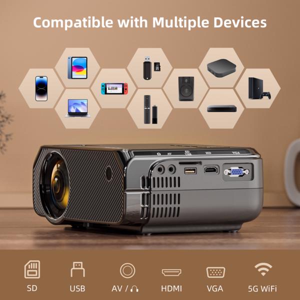 4K Projector 12000LMS 1080P 3D 5G WiFi Bluetooth Video Home Theater 250" Display