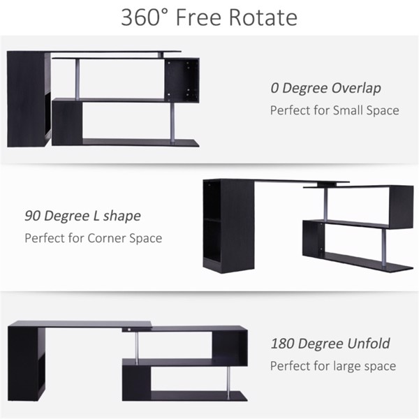 Computer Desk L-Shaped-Black (Swiship-Ship)（Prohibited by WalMart）