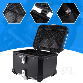 45L Motorcycle Luggage Waterproof Tail Box Scooter Trunk Storage Top Case Balck
