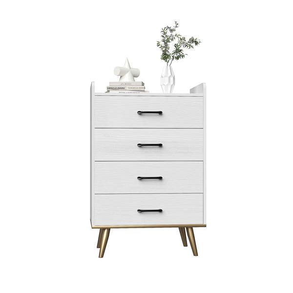 [FCH] 4-Drawer Cabinet, Veneered Fabric Drawer Storage Cabinet, White