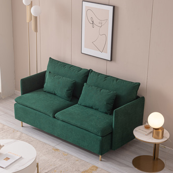 Modern Upholstered Loveseat Sofa,Emerald Cotton Linen---63.8\\" 