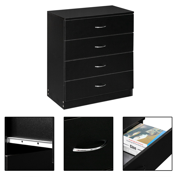 [FCH] Modern Simple 4-Drawer Dresser Black