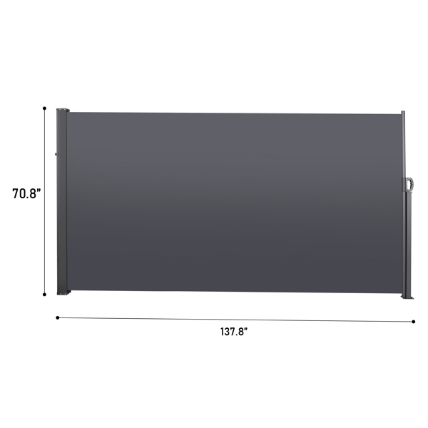 138" x 71" Retractable Side Screen Awning, UV Resistant and Waterproof Patio Privacy Screen,Dark Grey [Sale to Temu is Banned.Weekend can not be shipped, order with caution]
