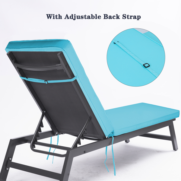 Outdoor Lounge Chair Cushion Replacement Patio Funiture Seat Cushion Chaise Lounge Cushion（SKY BLUE Color） [Sale to Temu is Banned.Weekend can not be shipped, order with caution]