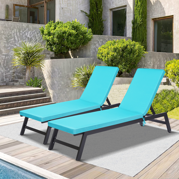 2PCS Set Outdoor Lounge Chair Cushion Replacement Patio Funiture Seat Cushion Chaise Lounge Cushion (SKY BLUE Color)  [Sale to Temu is Banned.Weekend can not be shipped, order with caution]