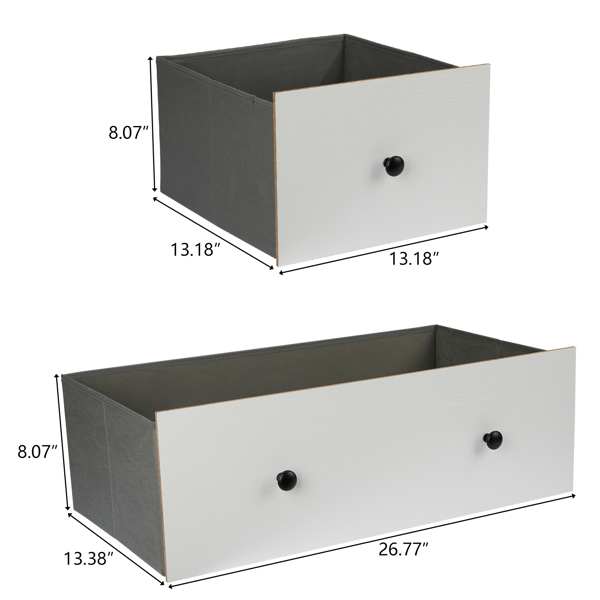 [FCH] 3-Layer 8-Drawer Cabinet, Veneered Fabric Drawer Storage Cabinet, White