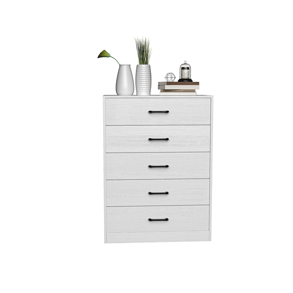 [] 5-Drawer Cabinet, Veneered Fabric Drawer Storage Cabinet, White