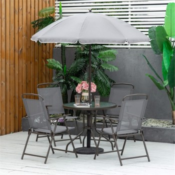 Outdoor dining table and chair package with umbrella (Swiship-Ship)（Prohibited by WalMart）