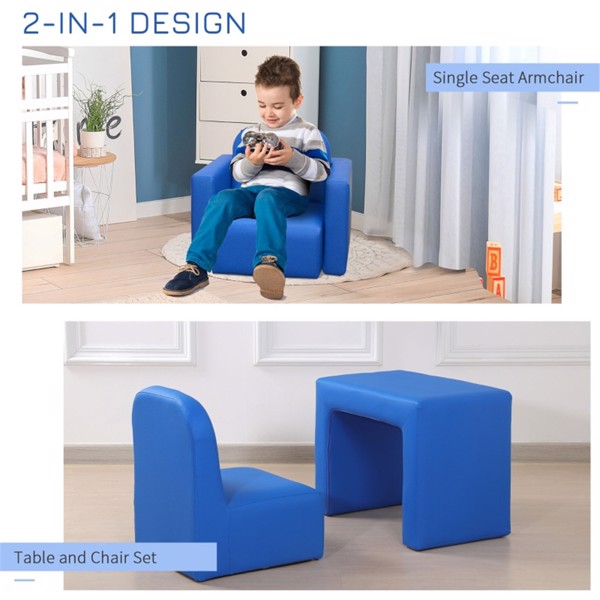 2-in-1 Multifunctional Kids Sofa-Blue (Swiship-Ship)（Prohibited by WalMart）