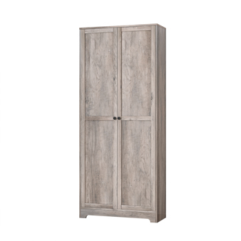 Particleboard veneer, retro gray, 2-door, 4-shelf wooden wardrobe