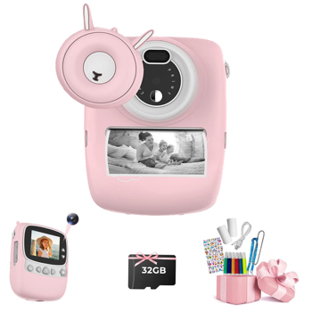 Kids Camera, 30MP Instant Camera WiFi 1080P Selfie Digital Camera 2.4 Inch with 32GB TF Card, Gift for Boys Girls