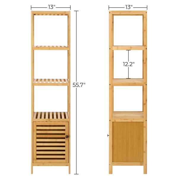 100% Bamboo Bathroom Rack 5-Layer Multifunctional Adjustable Shelf Natural
