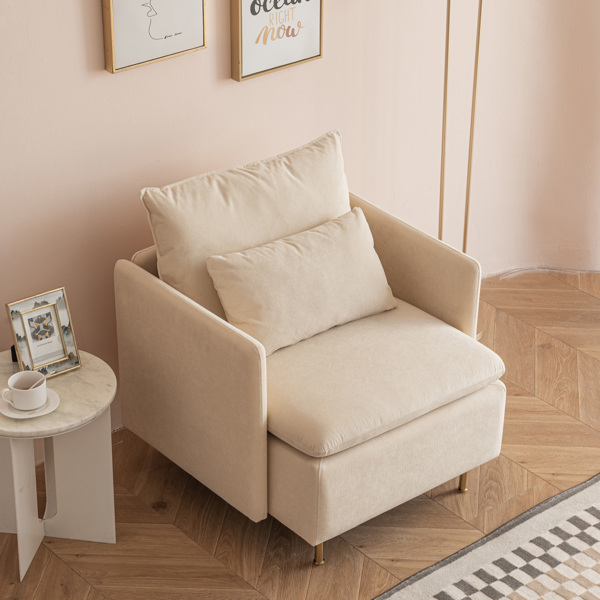 Modern fabric accent armchair,upholstered single sofa chair,Beige Cotton Linen-30.7'' 