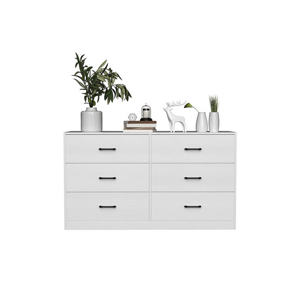 [] 3-Layer 6-Drawer Cabinet, Veneered Fabric Drawer Storage Cabinet, White