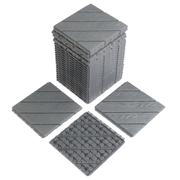 Plastic Interlocking Deck Tiles, 9 Pack, 11.8\\"x11.8\\" Waterproof Flooring Tiles for Indoor and Outdoor, Patio Floor Decking Tiles for Porch Poolside Balcony Backyard, Dark Grey