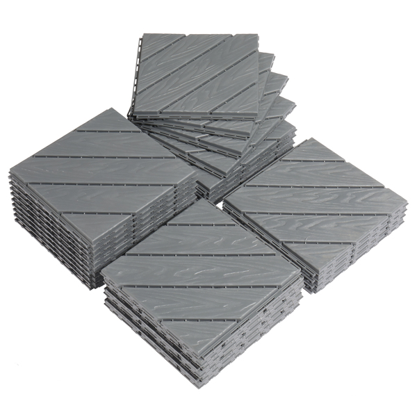 Plastic Interlocking Deck Tiles, 9 Pack, 11.8"x11.8" Waterproof Flooring Tiles for Indoor and Outdoor, Patio Floor Decking Tiles for Porch Poolside Balcony Backyard, Dark Grey