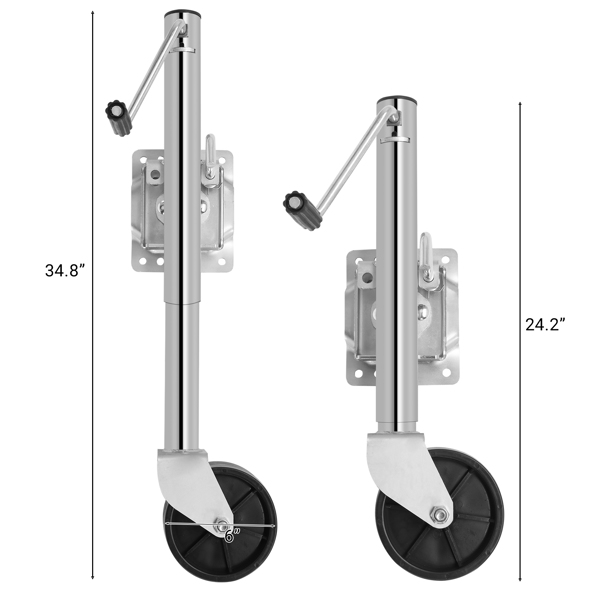 6-inch Dual Wheels Trailer Jack, 1500 lbs, for RV, Boat, Trailer and More, Sliver